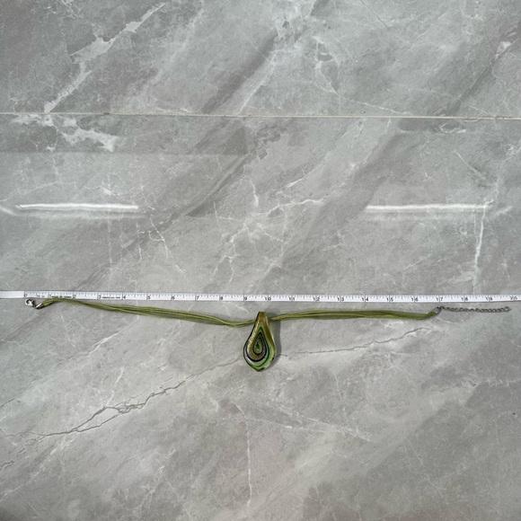 Blown Glass Pendant Teardrop Unique Necklace With Lobster Clasp Closure - Picture 10 of 10